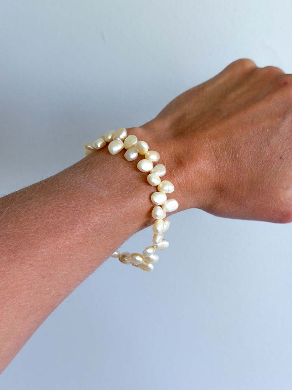 Philippe Audibert Irregular Pearl Beaded Stretch Bracelet White